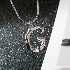 Handmade Customized Cursive Font Name plate Pendant choker alloy 26 initial letter name necklace personalised