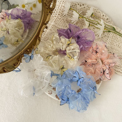 Custom elastic hair accessories butterfly Organza hair ties scrunchies for women Custom elastic hair accessories butterfly Organza hair ties scrunchies for women