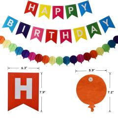 Rainbow birthday latex balloon pompom children theme party supplies