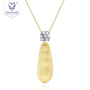 Fashion water drop golden jewelry pure yellow gold 18k moissanite necklace