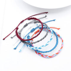 Multi color rope water proof Cord woven twisted adjustable braided bracelet