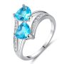 wish custom Fashion Colorful Double Heart diamond Gemstone CZ copper Engagement Stone Bridal zircon Ring wish custom Fashion Colorful Double Heart diamond Gemstone CZ copper Engagement Stone Bridal zircon Ring