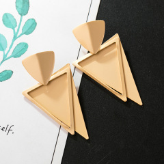 amazon Fashion African Gold silver Plate zinc alloy Triangle superposed hanging pendant earrings Jewelry For Women