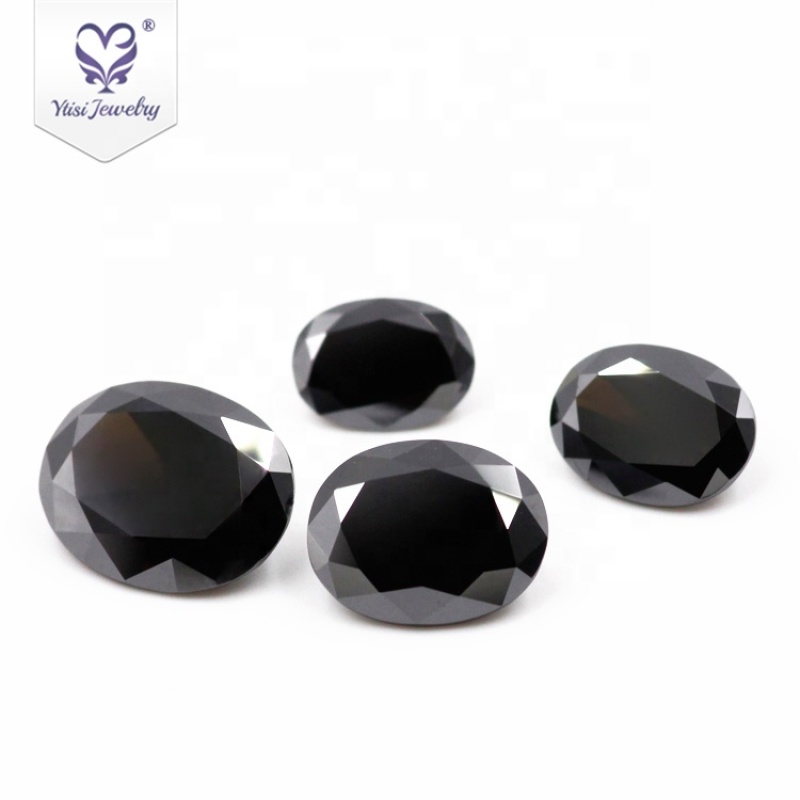Russia synthetic oval cut black moissanite beads cheap price per carat
