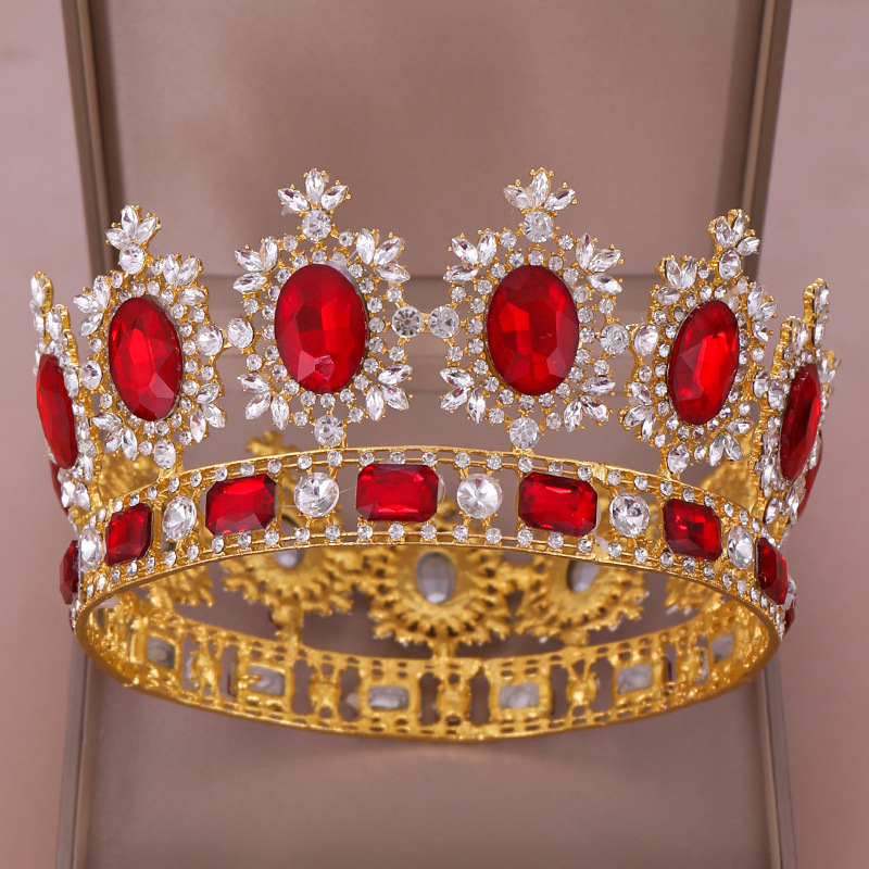 wholesale korea red Alloy Handmade Wedding Bridal round tall colorful pageant crowns