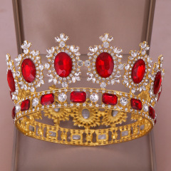 wholesale korea red Alloy Handmade Wedding Bridal round tall colorful pageant crowns wholesale korea red Alloy Handmade Wedding Bridal round tall colorful pageant crowns