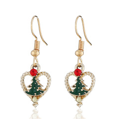 Luxurious gold heart women paint alloy rhinestone christmas tree hook earrings Luxurious gold heart women paint alloy rhinestone christmas tree hook earrings