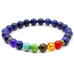 wholesale Natural lava stone energy volcanic stone chakra seven colorful Buddha beads bracelet