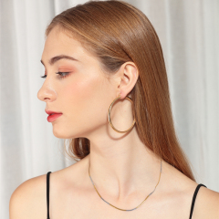 Fashion new circle 18k gold plated  smooth hoop copper women large earrings