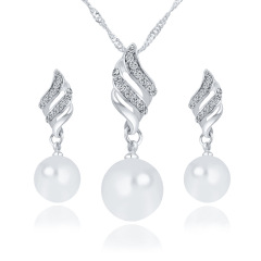 best sell cheap amazon Korean valentine's day christmas gift jewelry women earring necklace pearl set