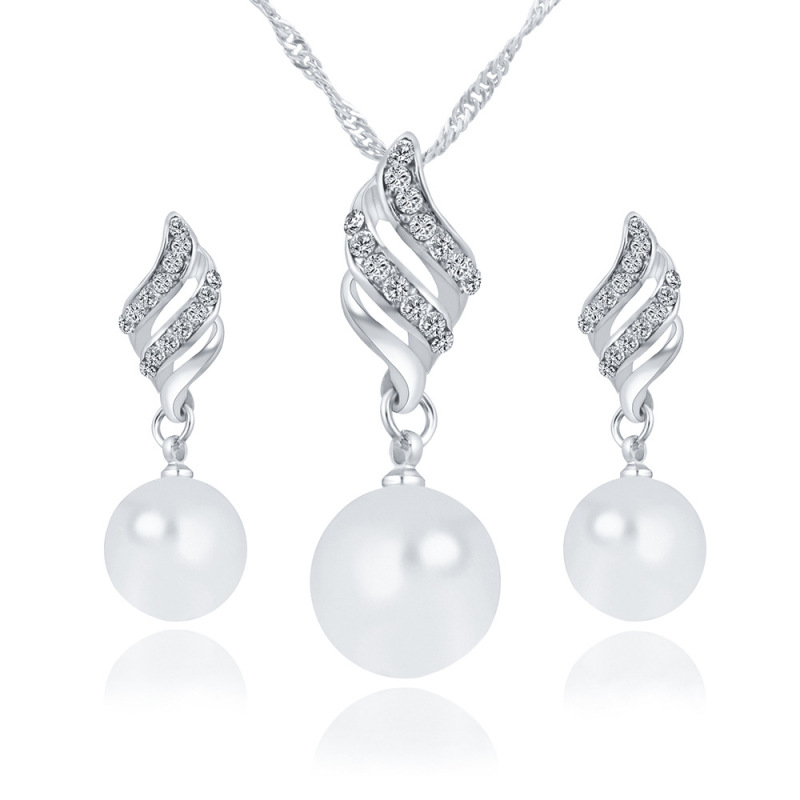 best sell cheap amazon Korean valentine's day christmas gift jewelry women earring necklace pearl set best sell cheap amazon Korean valentine's day christmas gift jewelry women earring necklace pearl set