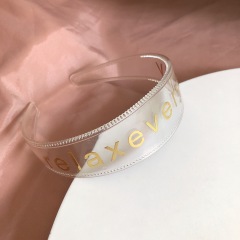 Wholesale ins fashion gold black plastic word letter fall hair accessories women headbands hairband