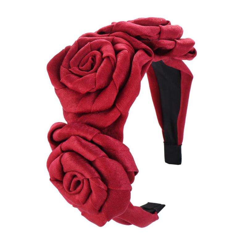 Wholesale solid color satin flower headbands for women hair holder rose crossed knot headband Wholesale solid color satin flower headbands for women hair holder rose crossed knot headband