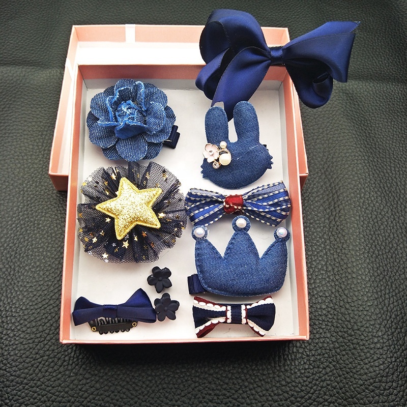 New korean kid headwear vintage clip crown baby girl head hair bands set