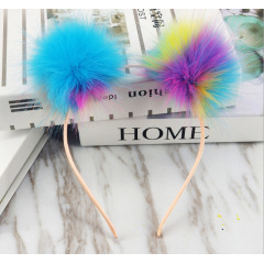 Colorful women fashion hair accessories elastic pom pom party headbands