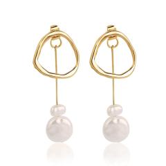 Fashion jewelry women alloy gold plated irregular simulate freshwater pearl earrings