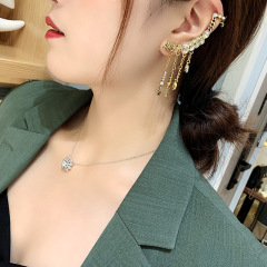 Vintage Diamond Letter Super Fairy Wheat Wings Crystal Tassel Alloy Earring