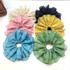 High quality temperament big size wave flower shape elastic hair scrunchies for women and girls