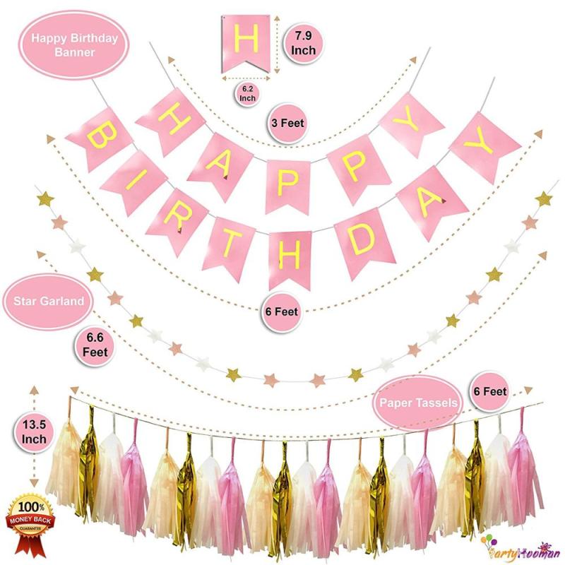 Pink tassel banner confetti latex balloon 1st birthday party decorations Pink tassel banner confetti latex balloon 1st birthday party decorations