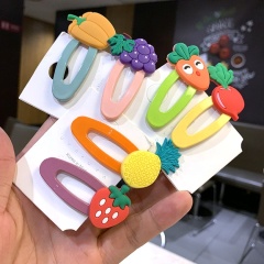 New korean natural cute color hairpin fruit plastic hair claw clip ins for kid