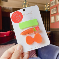 Korean new children's summer fruit acrylic girls 3pcs/set kids hair clips