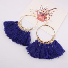 INS Amazon Hot sale Fashion Semicircle Long Tassel Ethnic Style Women Earrings