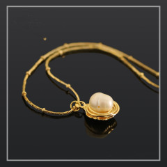 Fashion 18K gold pendant europe vintage jewelry baroque brass copper pearl necklace