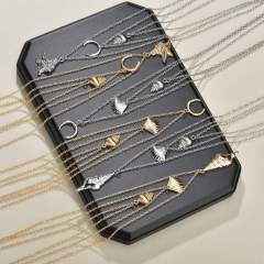 Fashion delicate beautiful women holiday silver gold moon and star shell necklace