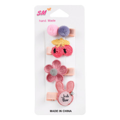 Amazon hot flower rabbit pattern hairpin bow princess hair clip set for kid