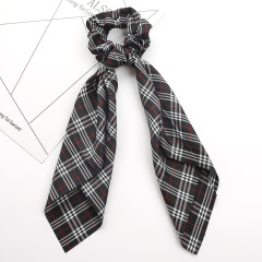 2020 Wholesale Fashion Scottish Plaid Bow Hair Scarf Scrunchies For Girls