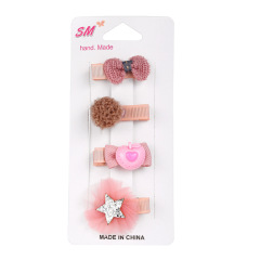 Amazon hot flower rabbit pattern hairpin bow princess hair clip set for kid