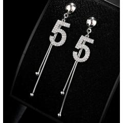 Fashion  Korean simple personality number 5 tassel crystal alloy earrings