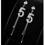 Fashion  Korean simple personality number 5 tassel crystal alloy earrings