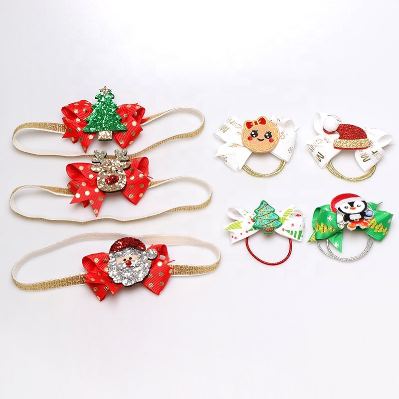New accessories christmas tree santa claus moose  kid headwear small elastic hair band