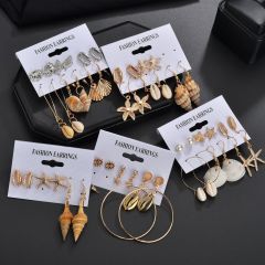 2019 New design rose gold jewelry set sea star sea shell hoop earring set for women