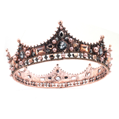 Baroque full round crystal Wedding hair accessories beauty coffee gold crown tiaras
