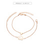 2pcs/set Female Bohemia Gold Hollow Lotus Love Heart Chain Bracelet Set 2pcs/set Female Bohemia Gold Hollow Lotus Love Heart Chain Bracelet Set