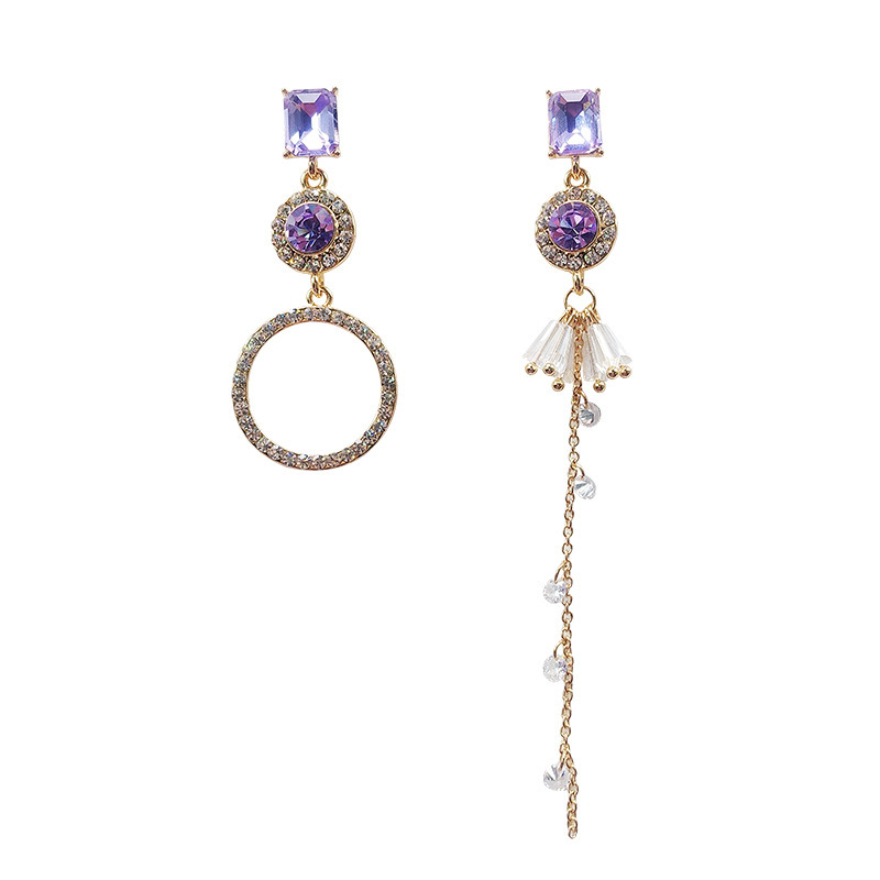 fashion ins jewelry circle multi color 925 silver hanging water drop tassel crystal earring