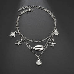 Hot sales Hawaii beach simple foot jewelry sea shell sea star anklets chains for ladies