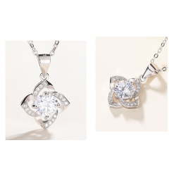 fashion valentine's day christmas gift jewelry women zircon 925 silver necklace chain