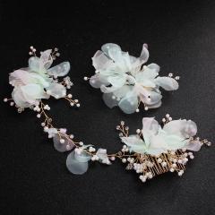 Tulle Flower bride Floral Women Jewelry Wedding Accessories bridal Hair Combs