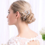 OEM Handmade rhinestone pearl flower hair band wedding bridal hair clip