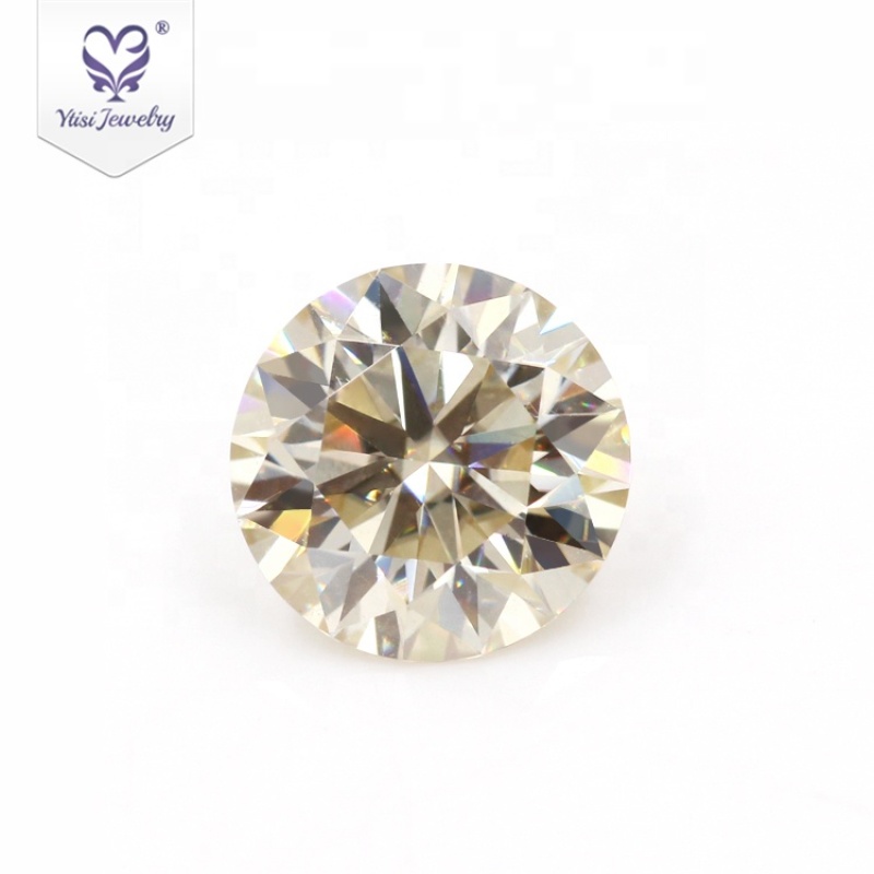 10mm 4carat light yellow color for decoration cheap moissanite diamond