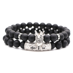 Wholesale 2pcs/set Handmade Men or Women Custom Fashion Zircon Jewelry Natural Stones Beaded Bracelets