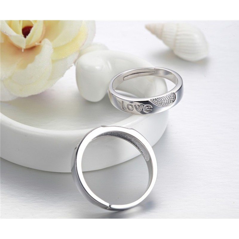Romantic Silver Jewelry Exaggerated Love Stamped European Wedding Band Ring