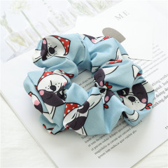 High quality wholesale custom cartoon printed dog hair scrunchies for teen girls