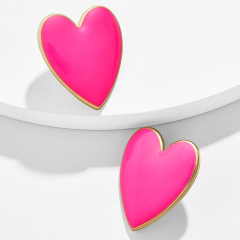 New fashion earring accessories beautiful alloy oil drip heart studs earring for women