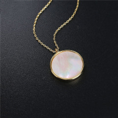 2019 fashion girl women fancy gold plated round conch pearl 14K gold natural mother shell necklace