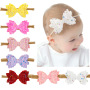 Wholesale kids hair accessories three-layer bow sequin nylon girls baby headband