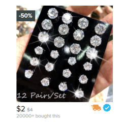 amazon vintage ins Bohemian women lady girls fashion crystal zircon cz diamond earring stud set